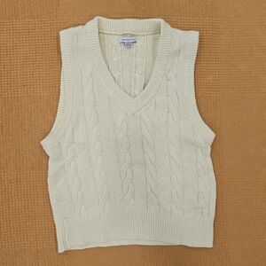 American Eagle Light Yellow Cable Knit Sweater Vest